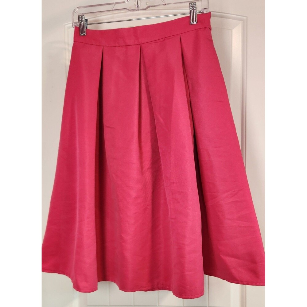 New York and Company Women's Medium Pink Pleated A-Line Mid Calf Length Skirt